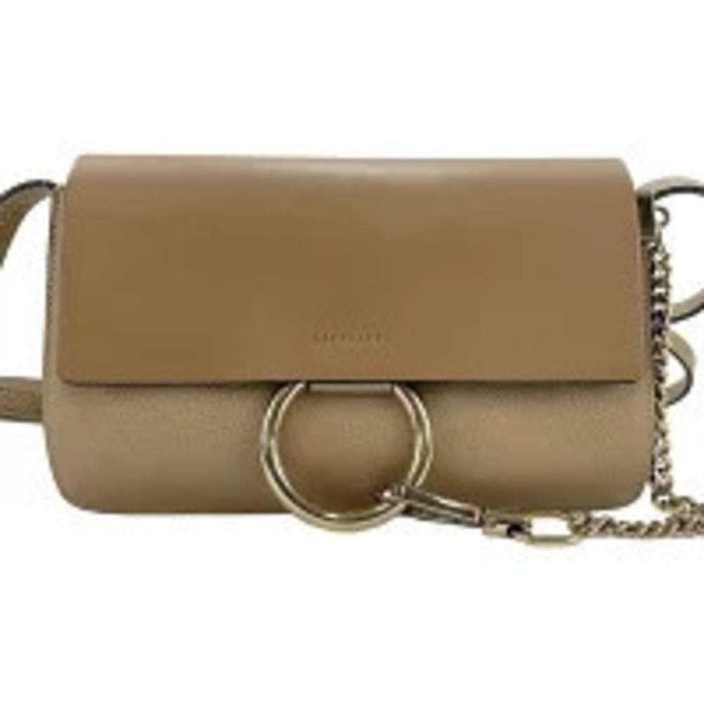 Chloe Faye Leather Shoulder Bag Beige Cream
